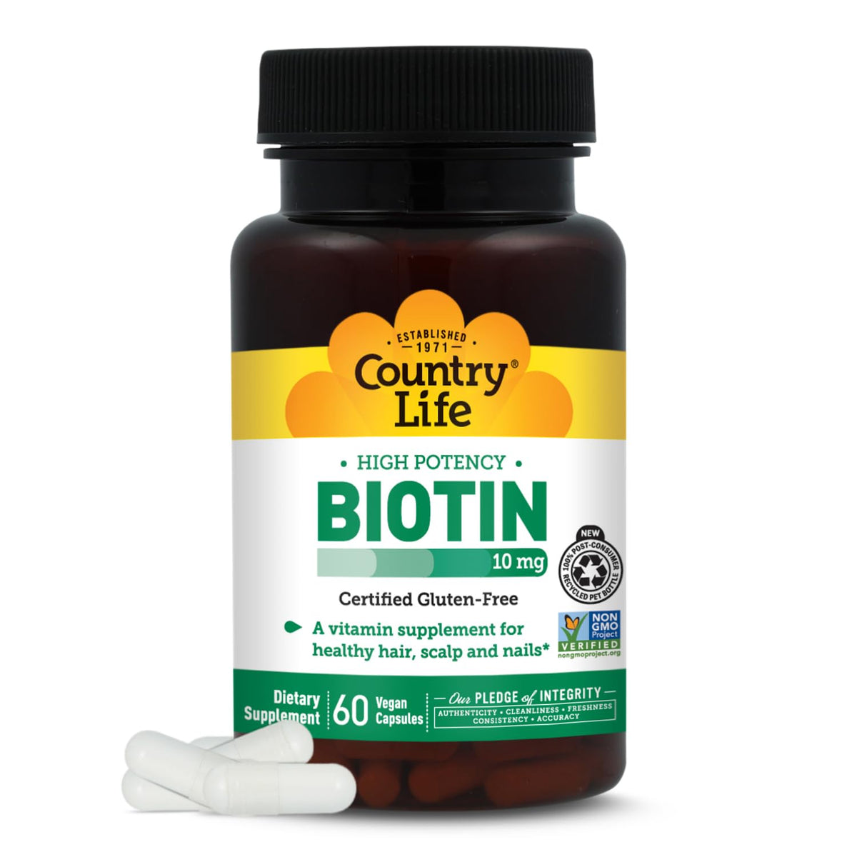Country Life Biotin 10,000 mcg for Hair, Skin and Nails - 60 Capsules