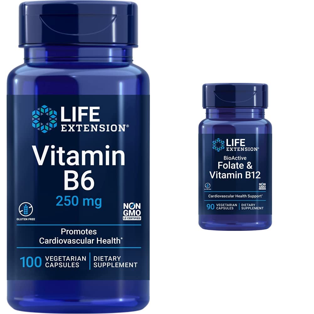 Life Extension Vitamin B6 250 mg & BioActive Folate B12 - 2 Pack