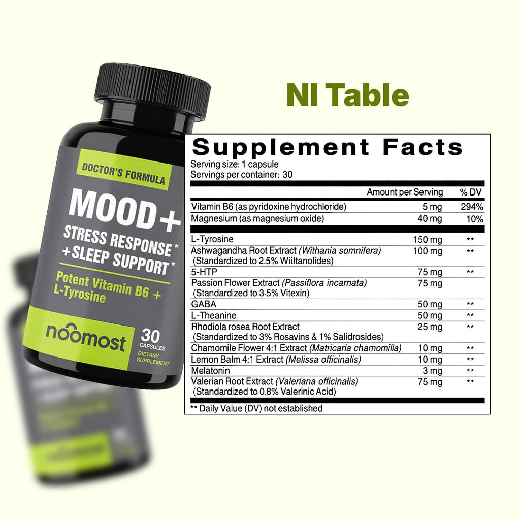 NooMost Mood Support Supplement with Ashwagandha & 5-HTP - 30 Capsules - image 6