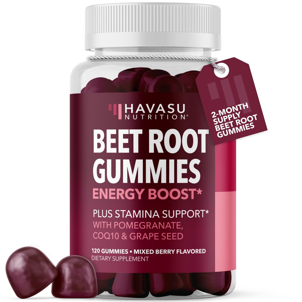 HAVASU NUTRITION Beet Root Gummies with COQ10 & Pomegranate - Nitric