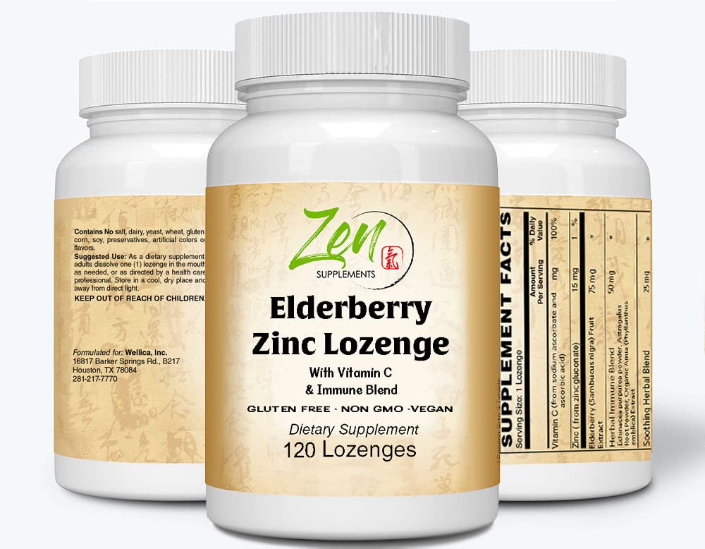 Zen Supplements Elderberry Zinc Lozenge Immune Blend - 120 Count - image 2