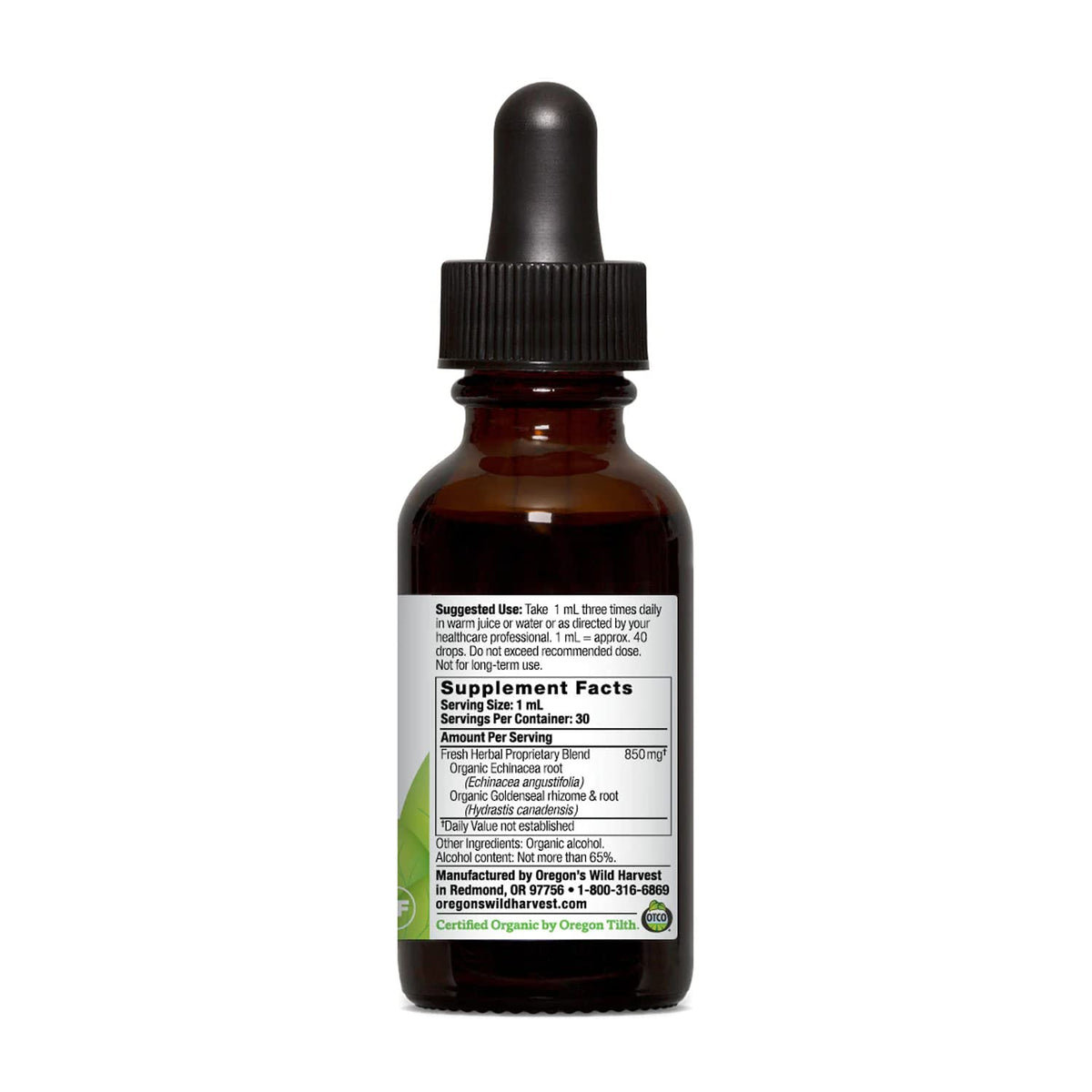Oregon's Wild Harvest Echinacea Goldenseal Organic Supplement - 1 Fl Oz - image 2