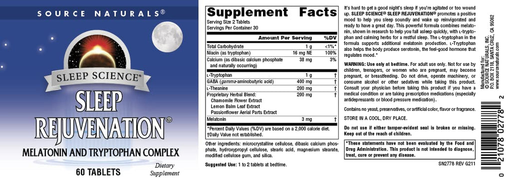 Source Naturals Sleep Science Sleep Rejuvenation - 60 Tablets - image 4