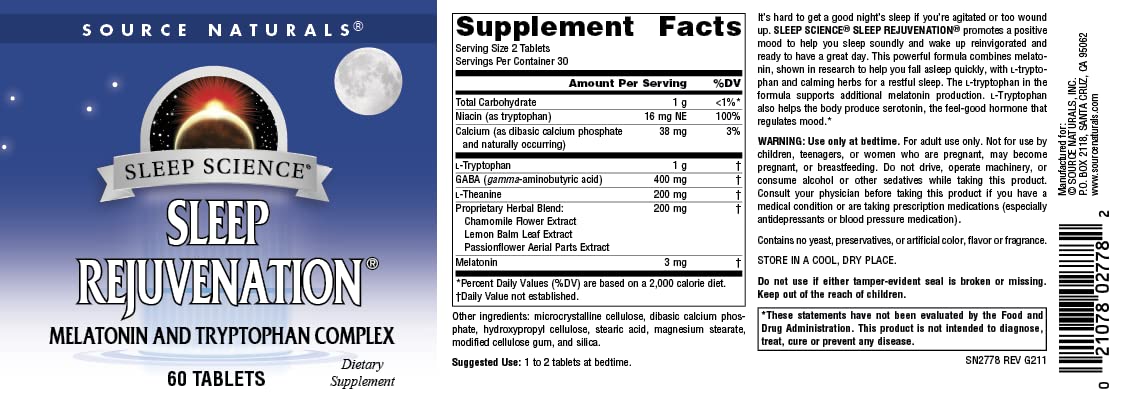 Source Naturals Sleep Science Sleep Rejuvenation - 60 Tablets - image 4