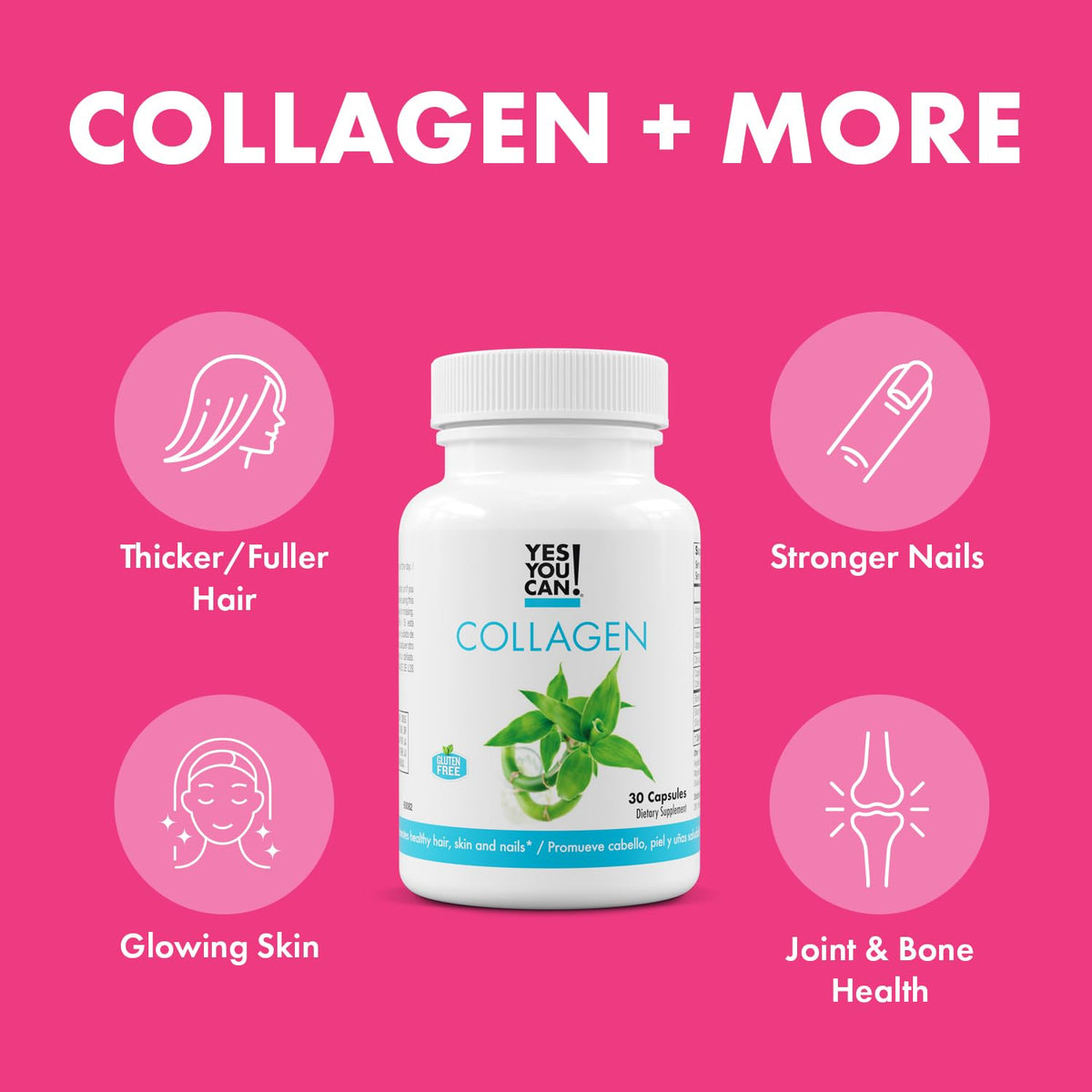 Yes You Can! Collagen Capsules for Hair, Skin & Nails, 30 Capsules