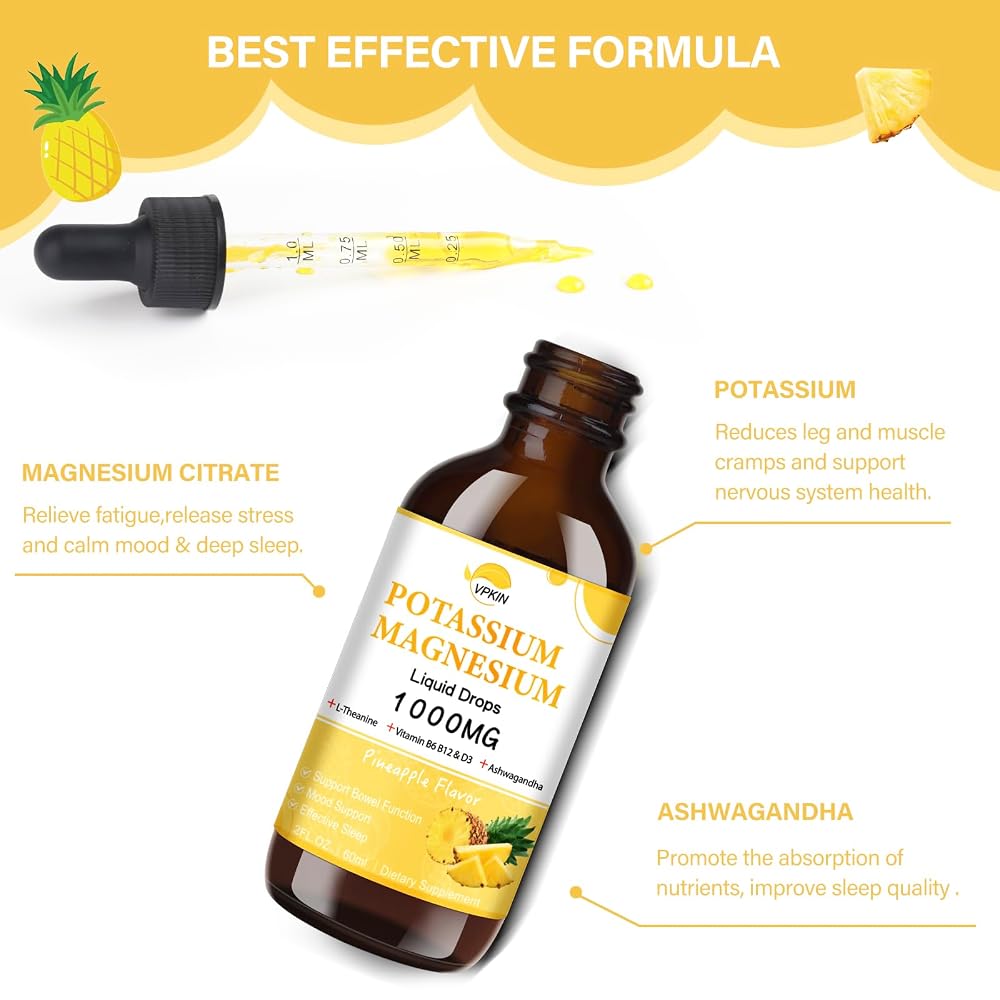 VPKIN Magnesium Liquid Drops 1000mg for Calm & Sleep - 2 FL OZ - image 2