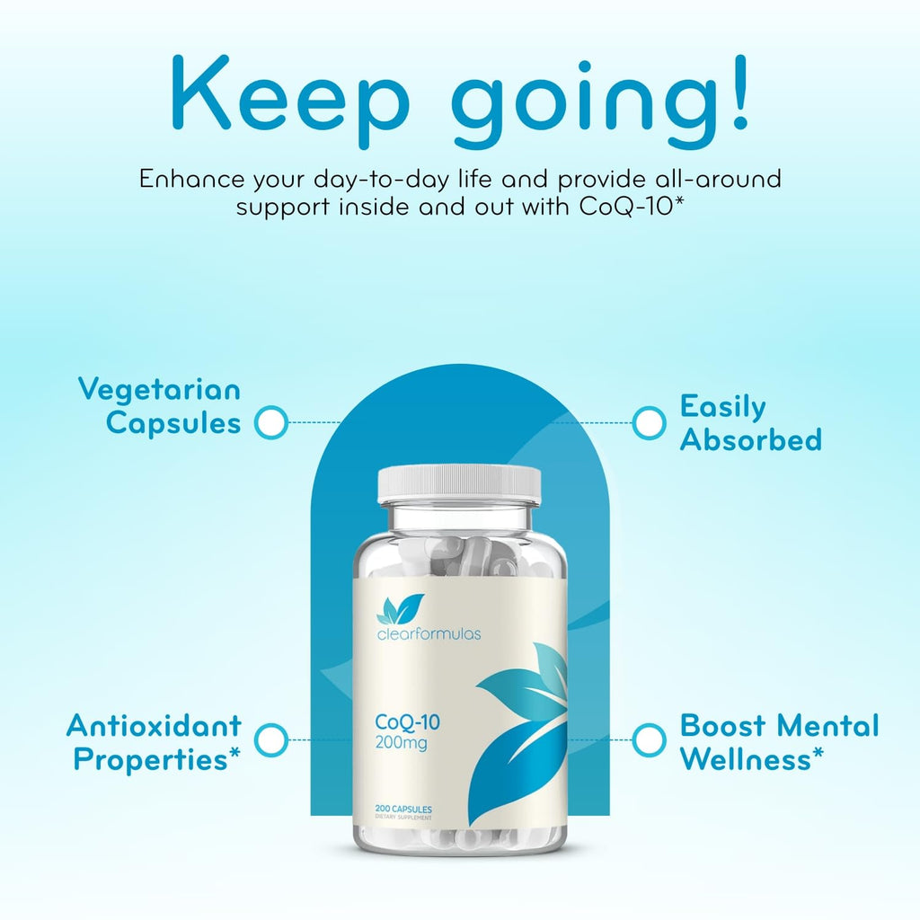 Clear Formulas Quick Absorption CoQ10 200mg Capsules