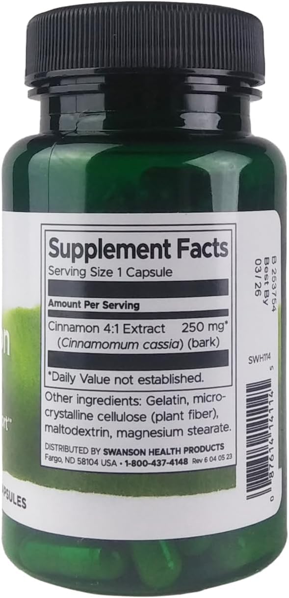 Swanson Cinnamon Extract 250 mg - 180 Capsules - image 2