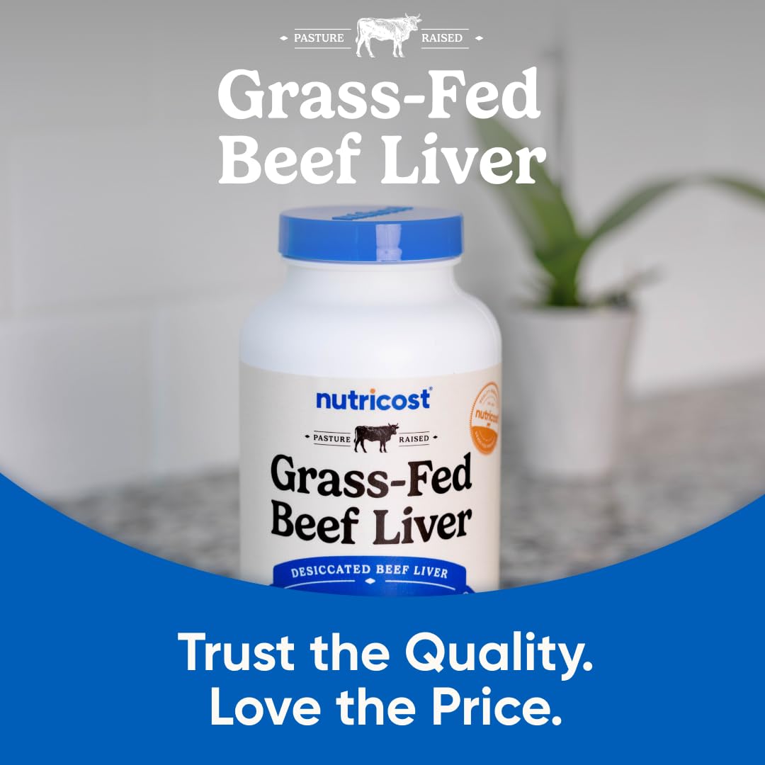 Nutricost Grass Fed Desiccated Beef Liver Capsules 3000mg (750mg Per
