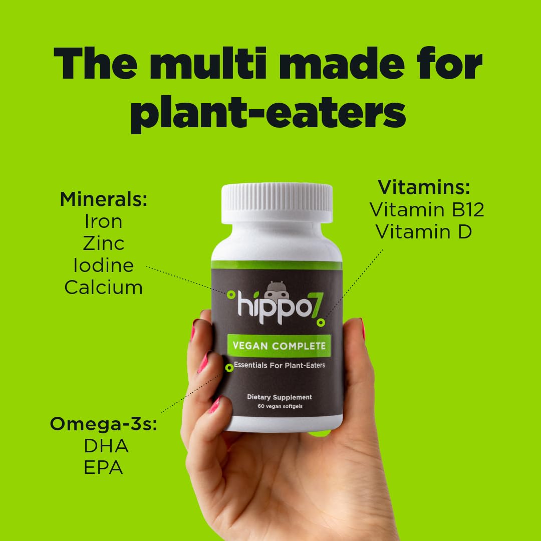 Hippo7 Vegan Complete Multivitamin with B12, D, Omega-3 - 60 Softgels - image 2