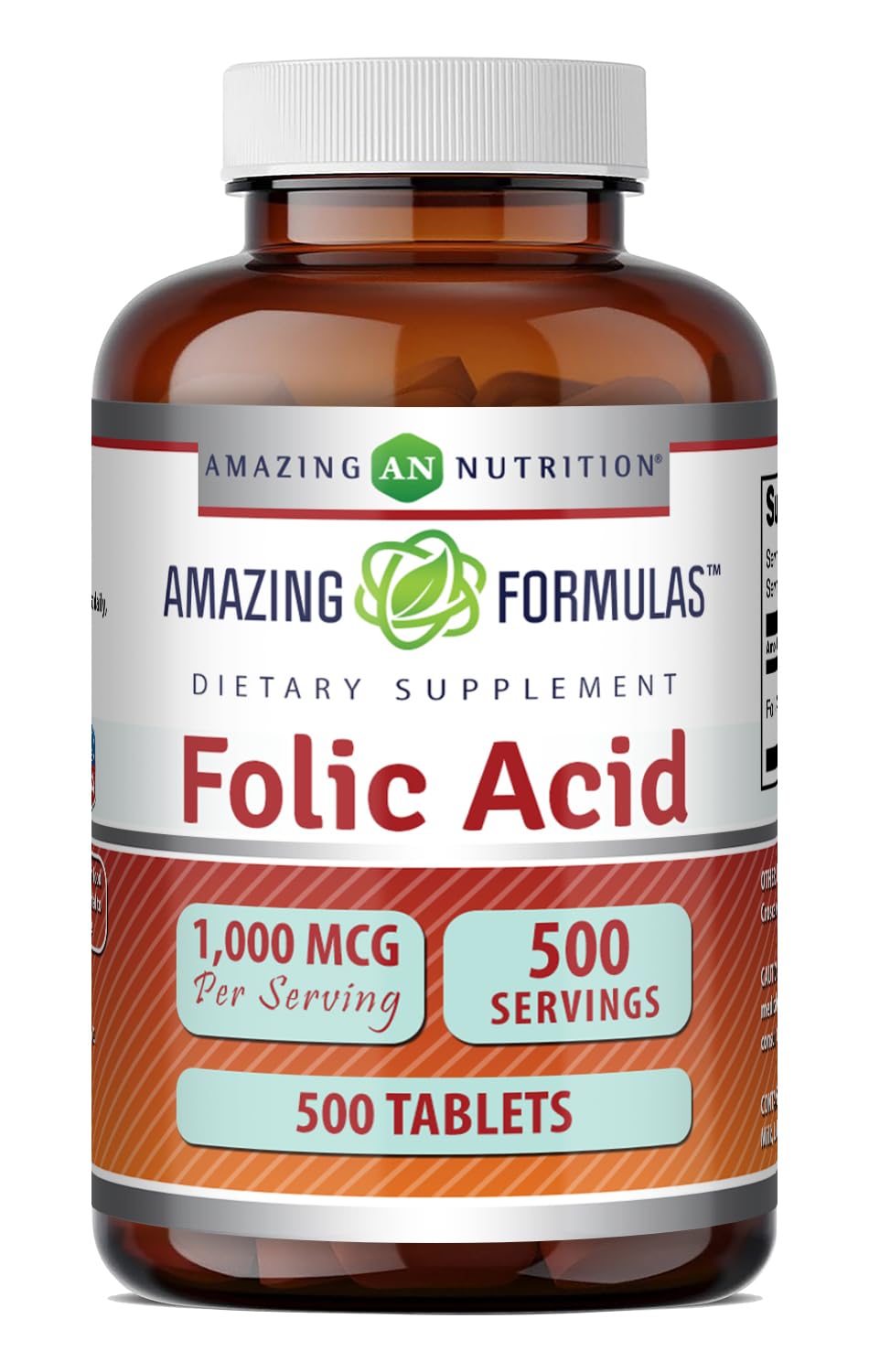 Amazing Formulas Folic Acid 1000 mcg (1 mg) Tablets Supplement