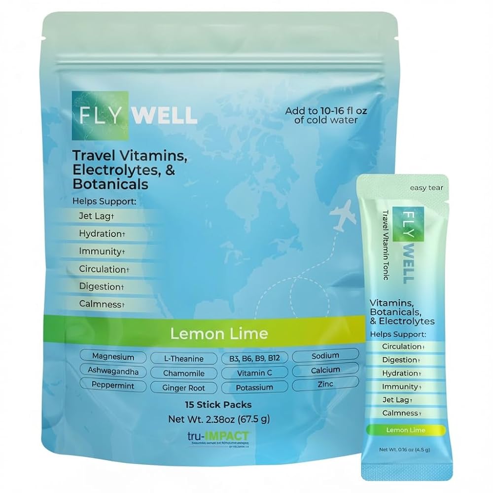 FlyWell Travel Vitamin Tonic for Flight, Jet Lag
