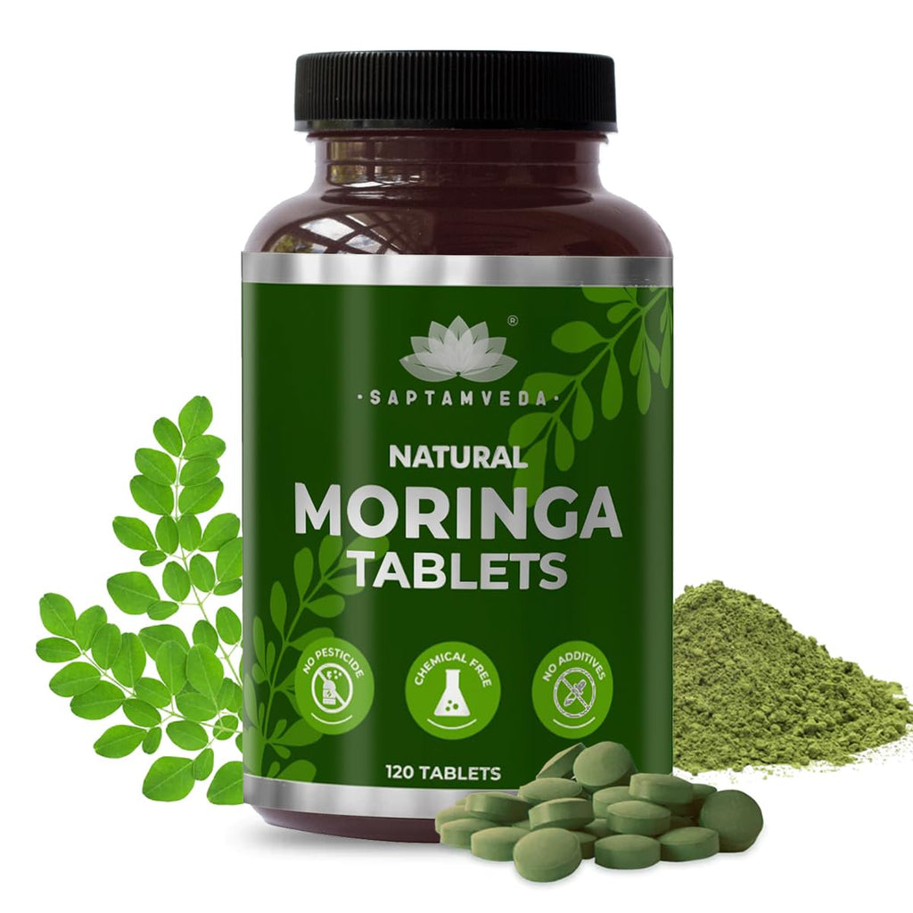SAPTAMVEDA Natural Moringa Tablets - 500mg - 120 Tablets