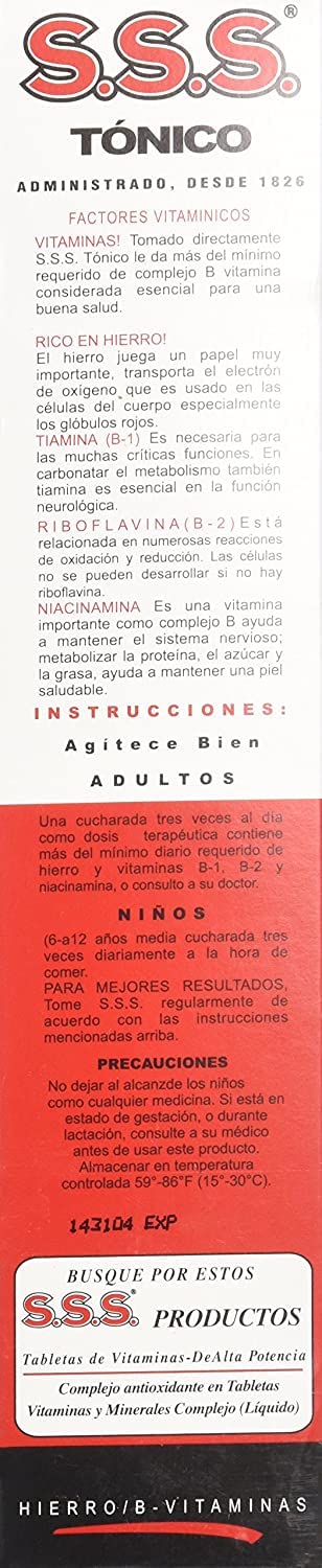 S.S.S. CO. S.S.S. Tonic Liquid Iron & B-Complex for Energy - 40 Fl Oz - image 3