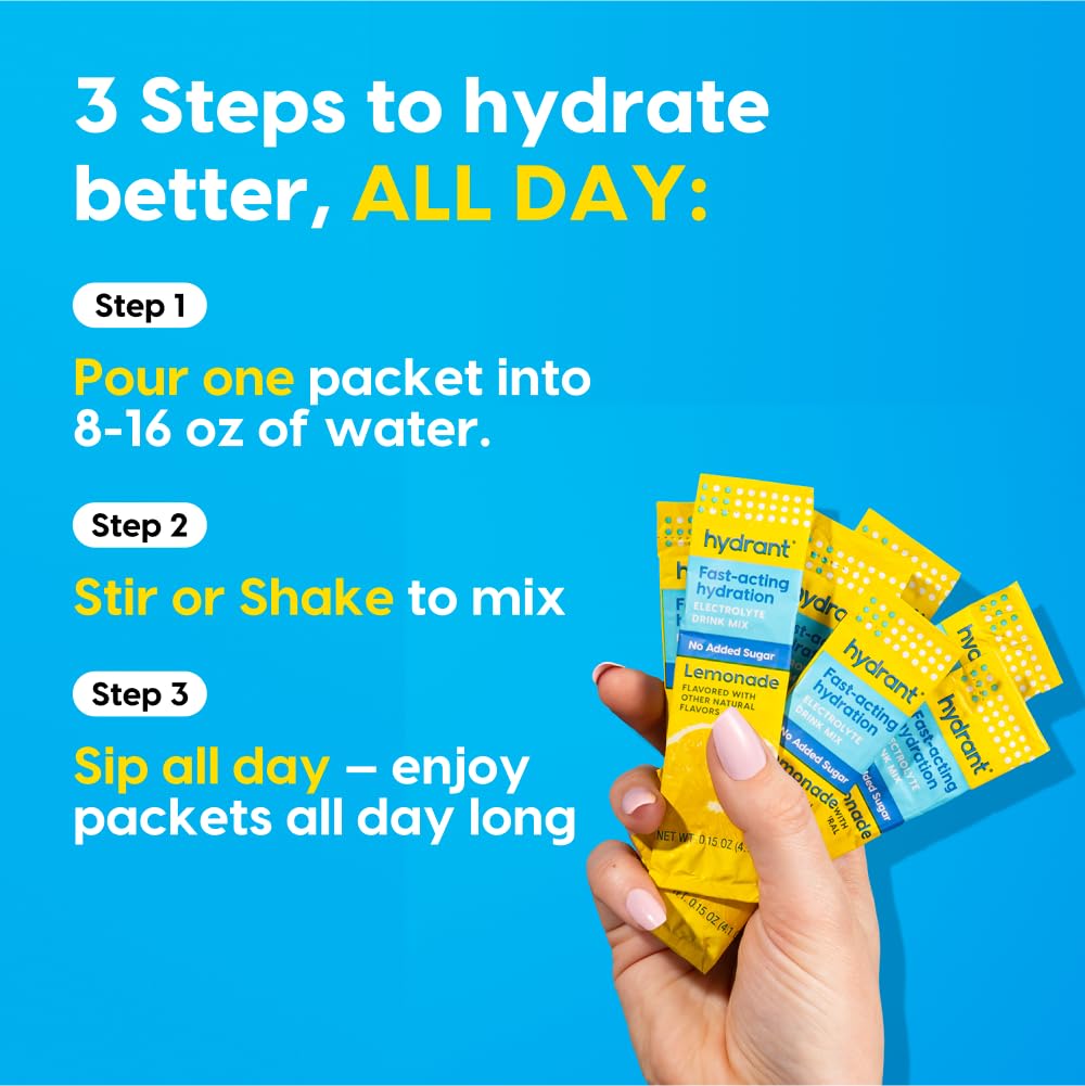 Hydrant Hydrate Electrolyte Powder Stick Packets Lemonade - 30 Count - image 6