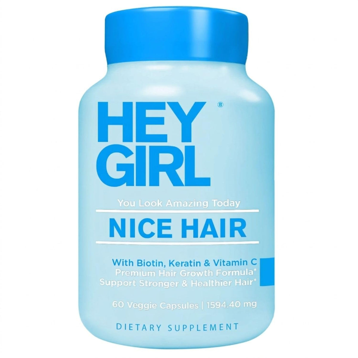 Hey Girl Tea Hair Vitamins with Biotin & Keratin - 60 Capsules