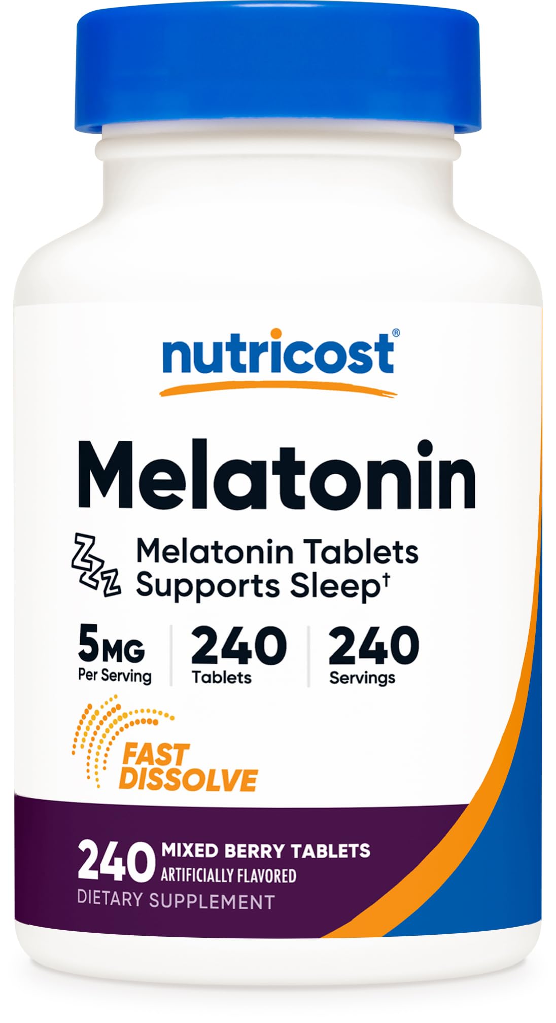 Nutricost Melatonin 5mg Fast Dissolve Tablets Mixed Berry - 240 Tablets