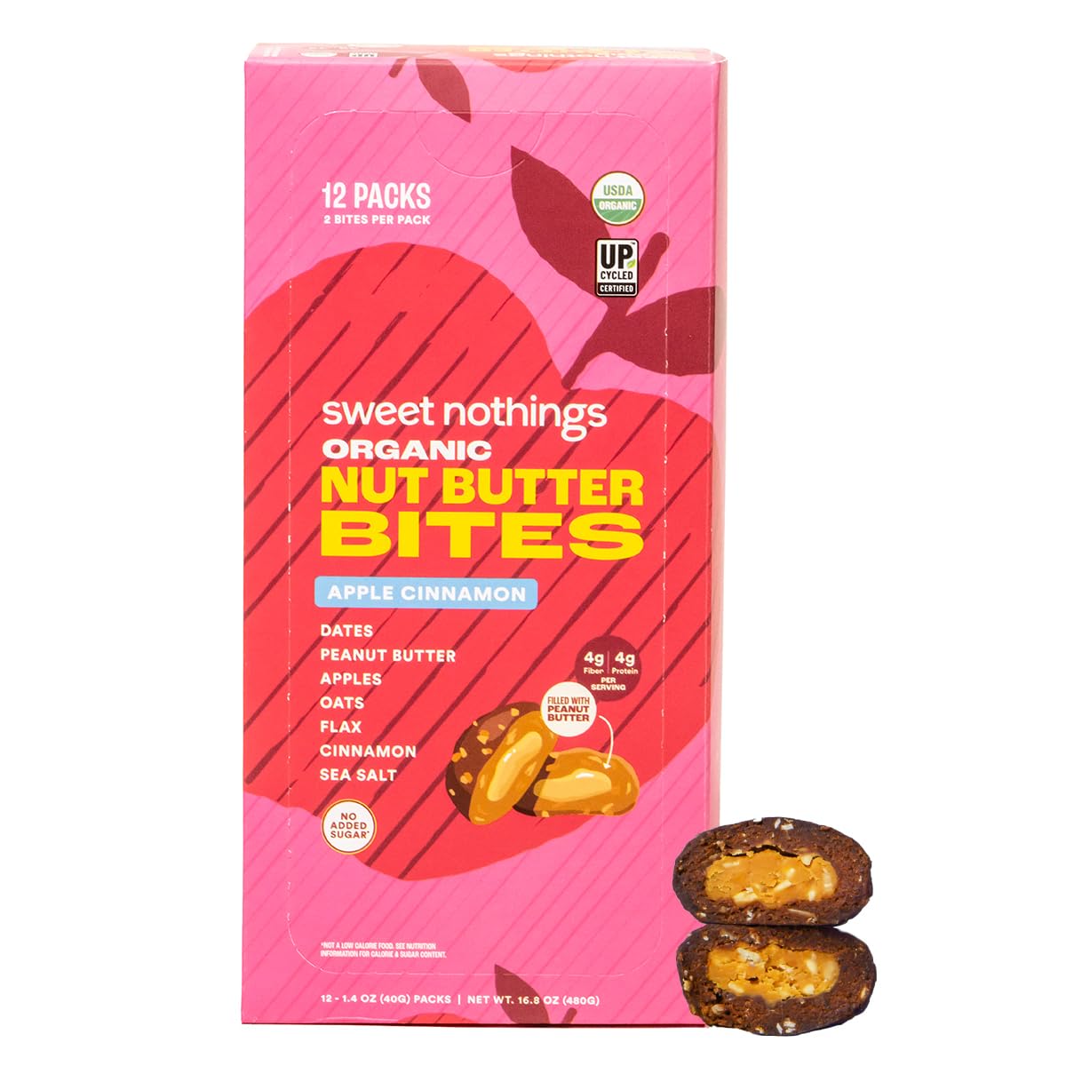 Sweet Nothings, USDA Organic Nut Butter Bites Protein Bar,Nut & Date