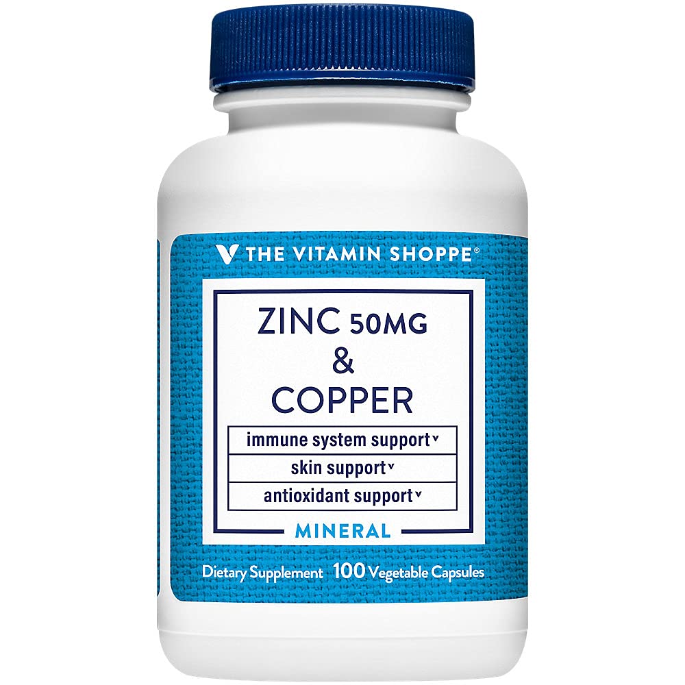 The Vitamin Shoppe Zinc 50 mg with Copper - 100 Vegetarian Capsules