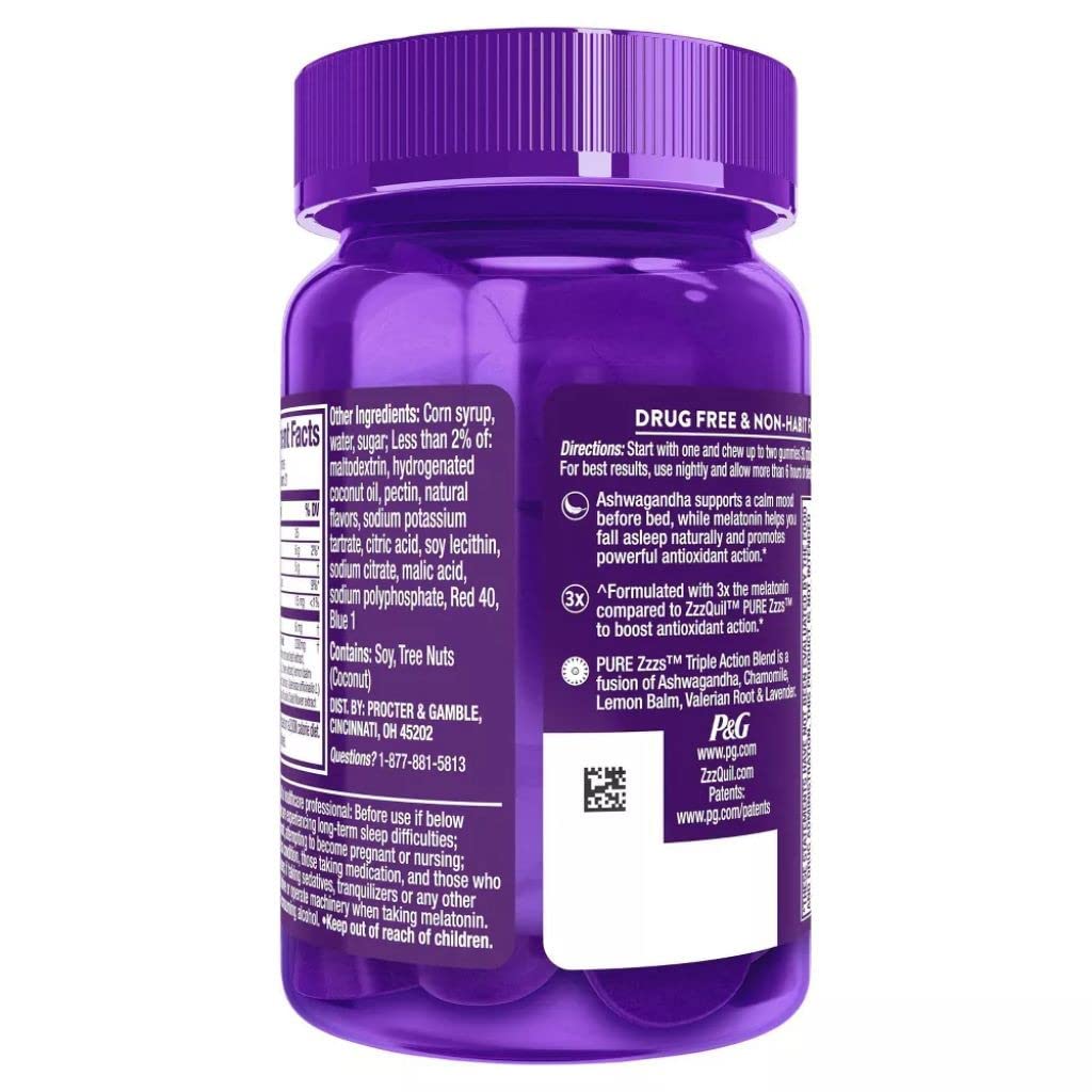 ZzzQuil Pure Zzzs Triple Action Melatonin Sleep Gummies - 42 Count - image 3