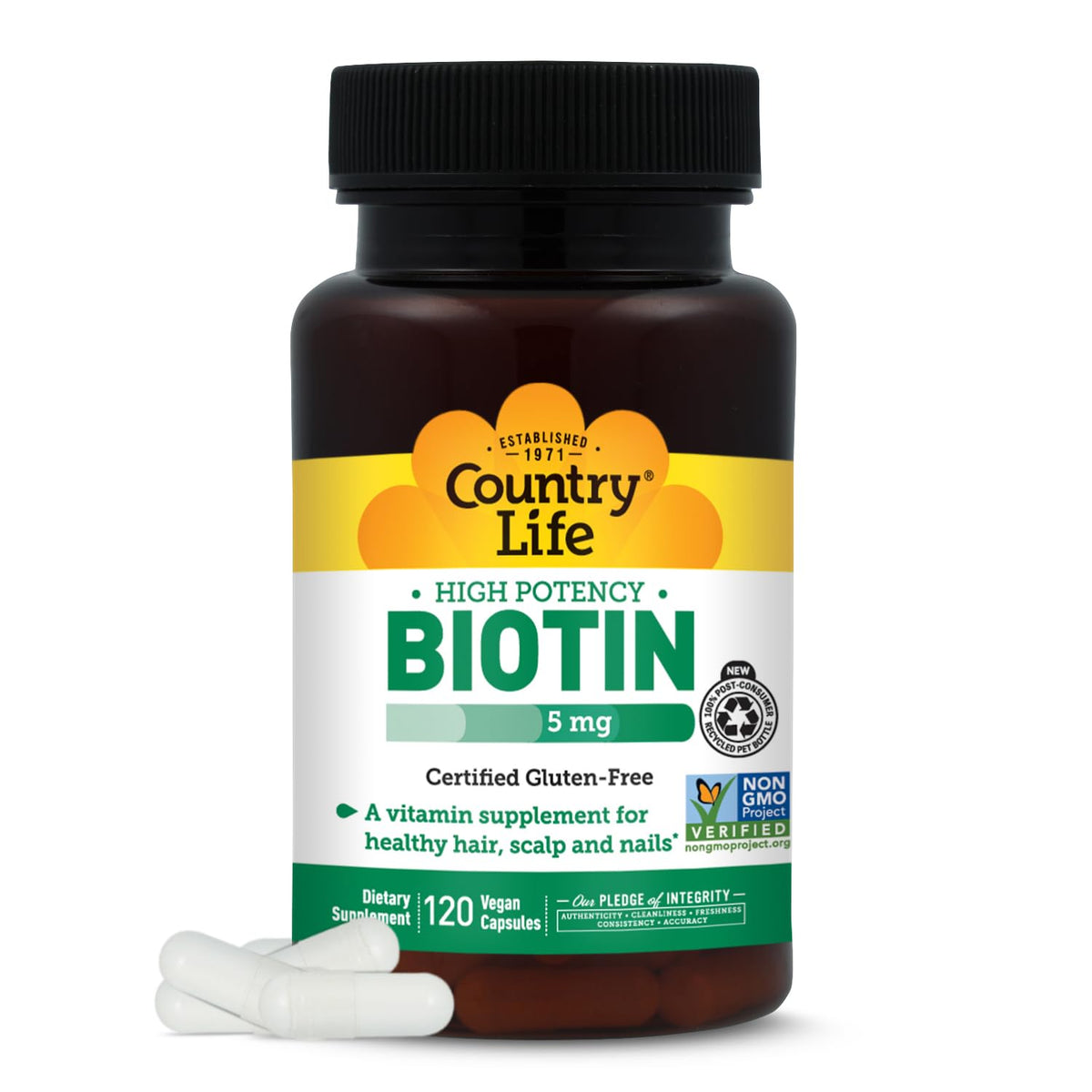Country Life Biotin High Potency, 5mg- Certified Gluten Free