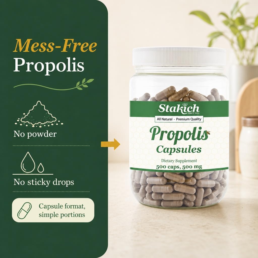 Stakich Bee Propolis Capsules 500 mg - 500 Count - image 3