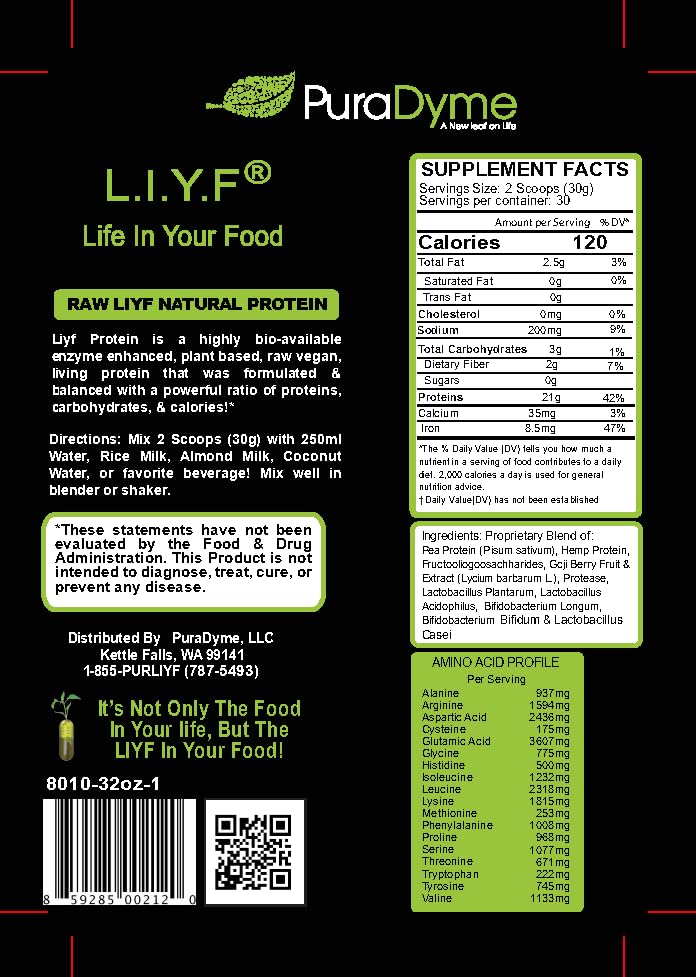 PuraDyme Raw Liyf Protein Natural Powder - 900g - image 2