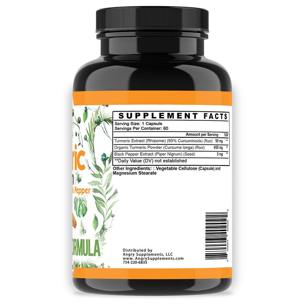 Angry Supplements Turmeric Curcumin with Black Pepper - 60 Vegetarian Capsules - image 4