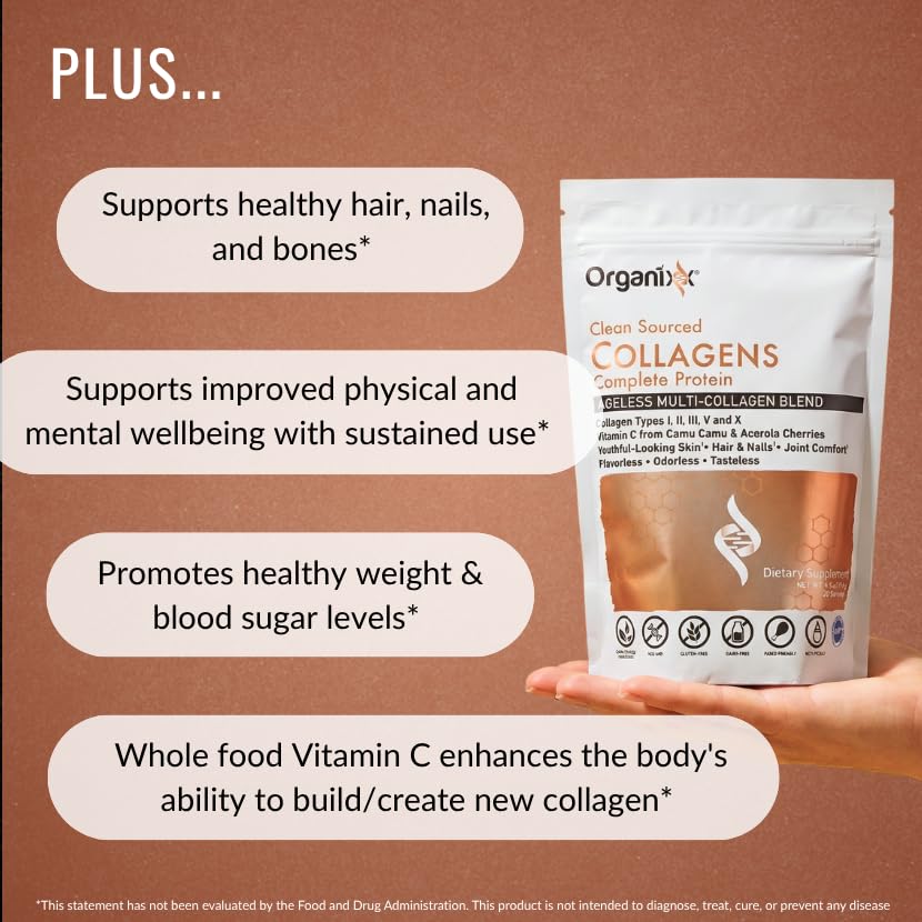Organixx Clean Sourced Collagen Peptides Powder - 20 Servings - image 5