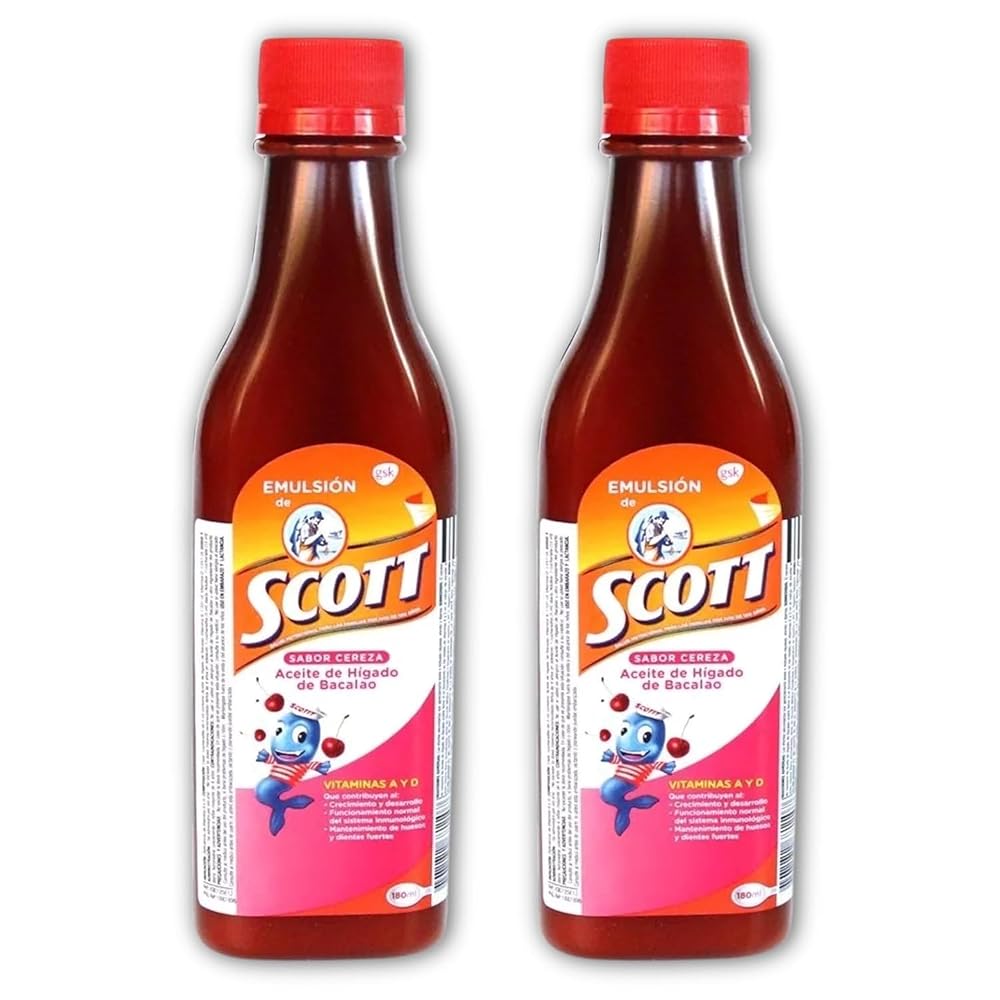 Yahve Emulsion de Scott Cod Liver Oil Cherry Flavour - 2 x 6.1 fl oz