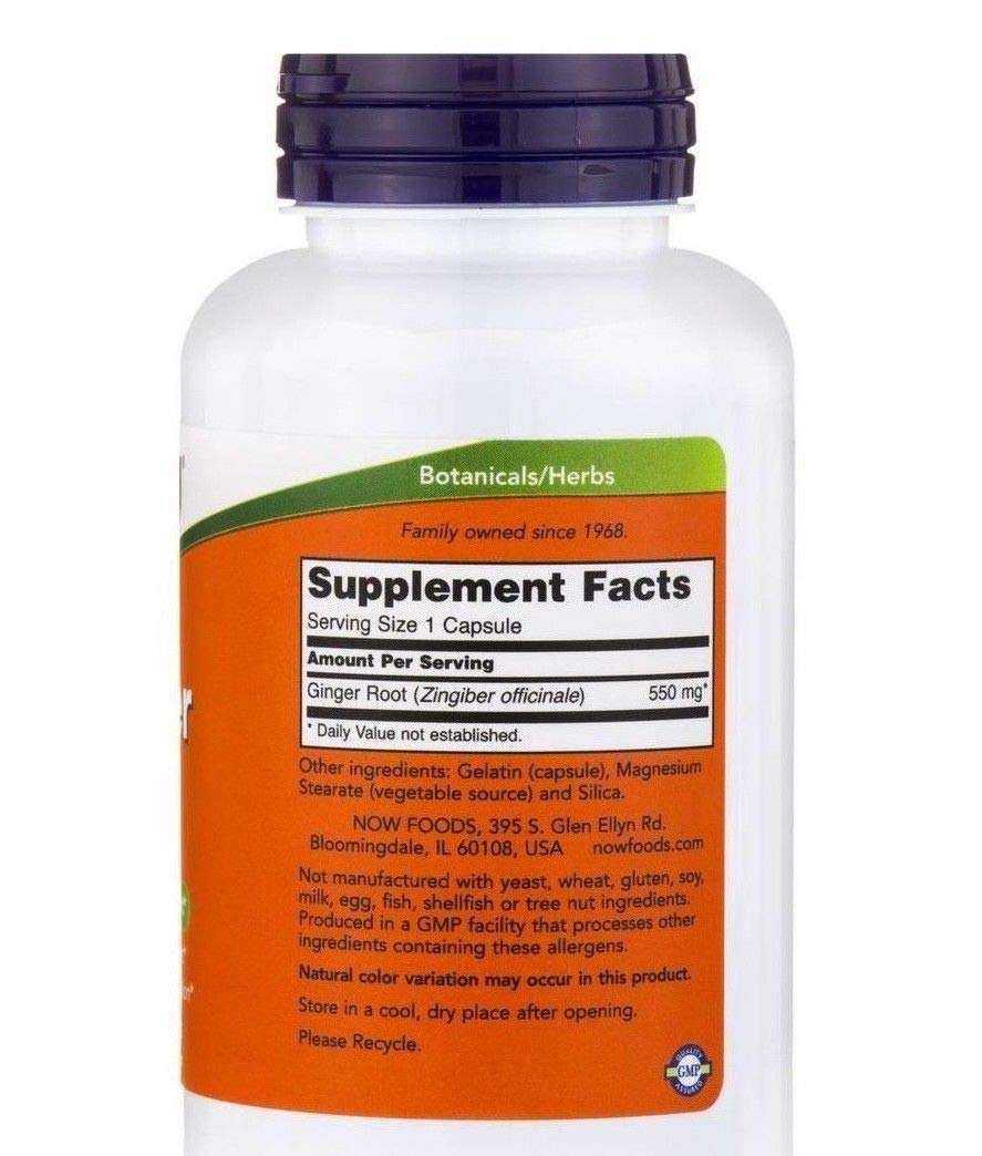 NOW Foods Ginger Root 550mg - 100 Capsules (Pack of 2) - image 3