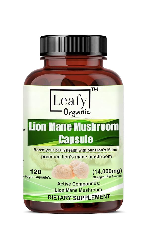 Leafy Organic Lion's Mane Super Mushroom - 120 Vegetarian Capsules - image 2
