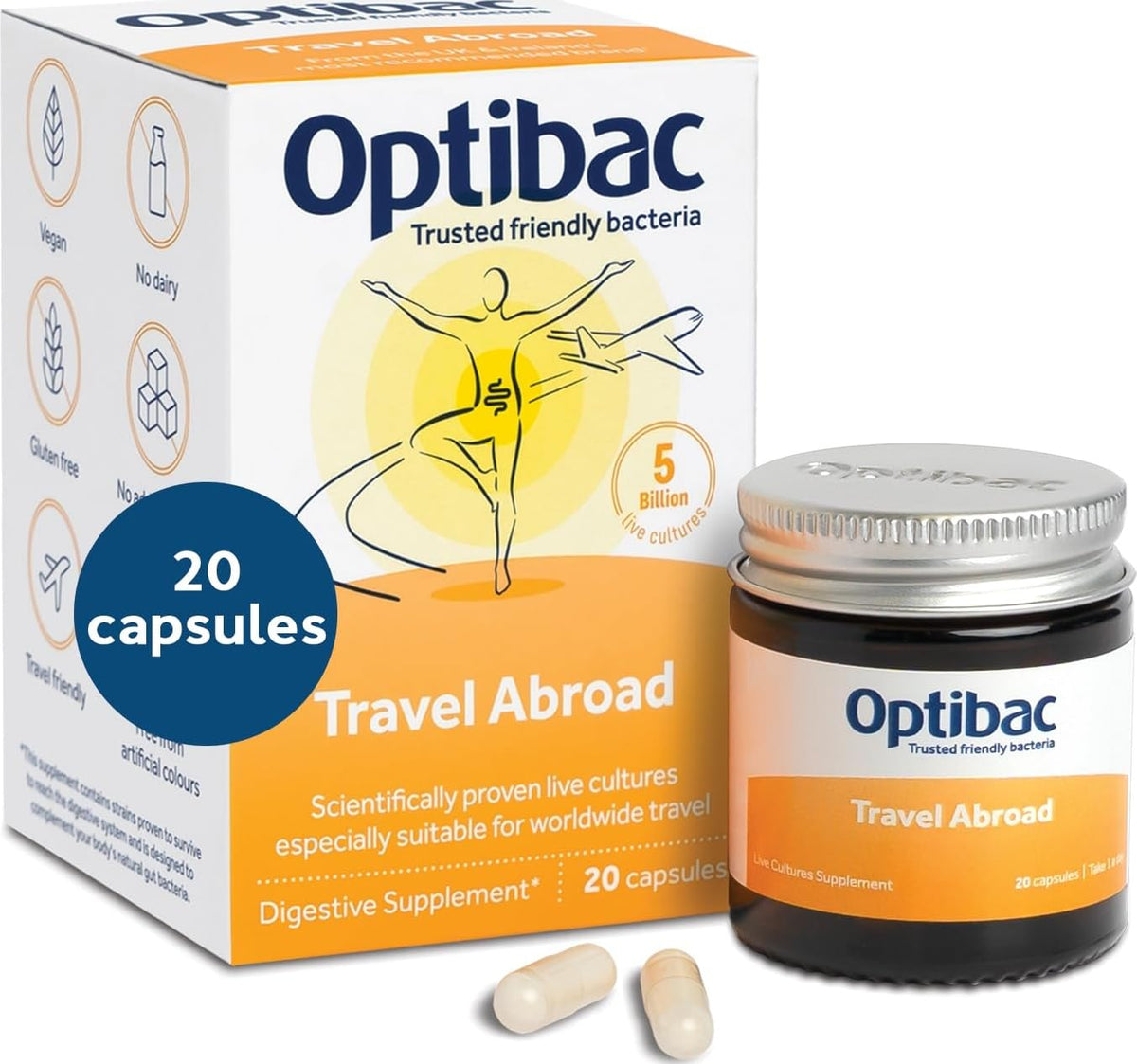Optibac Probiotics for Travelling Abroad - 20 Vegetarian Capsules