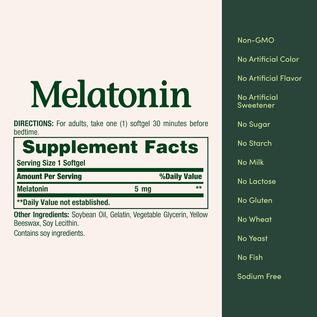 Nature's Bounty softgels melatonin 5mg Sleep Health Bottle Drug Free