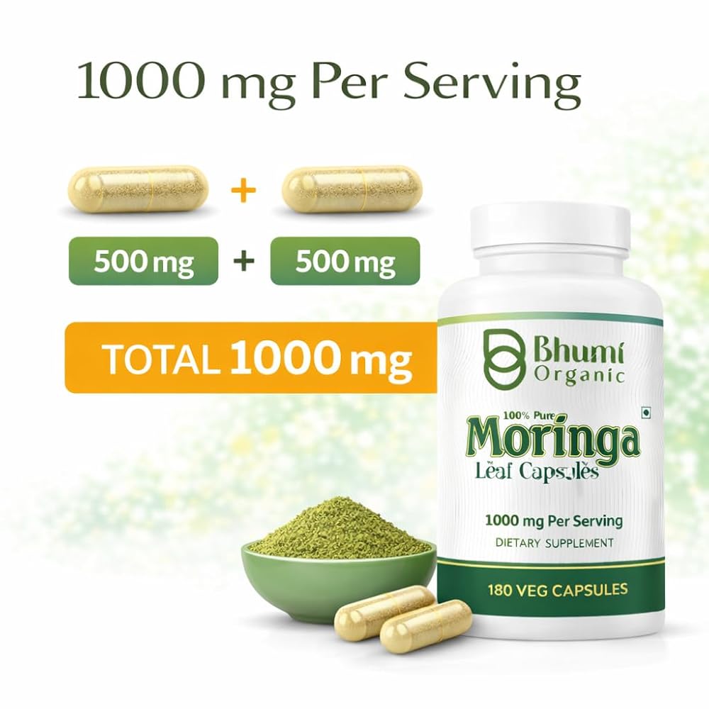 Bhumi Organic Moringa Powder Capsules - 180 Capsules - image 5