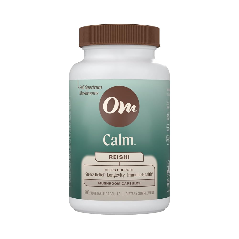 OM MUSHROOM SUPERFOOD Reishi Mushroom Capsules Stress Relief - 90 Count