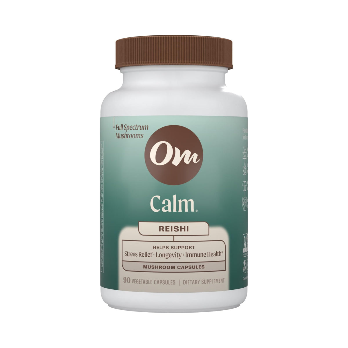OM MUSHROOM SUPERFOOD Reishi Mushroom Capsules Stress Relief - 90 Count