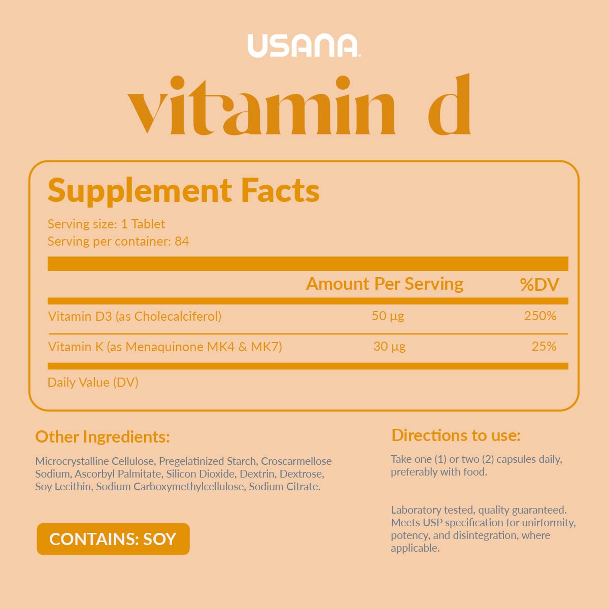 USANA Vitamin D Maximum Strength 2000 IU - 84 Tablets - image 2