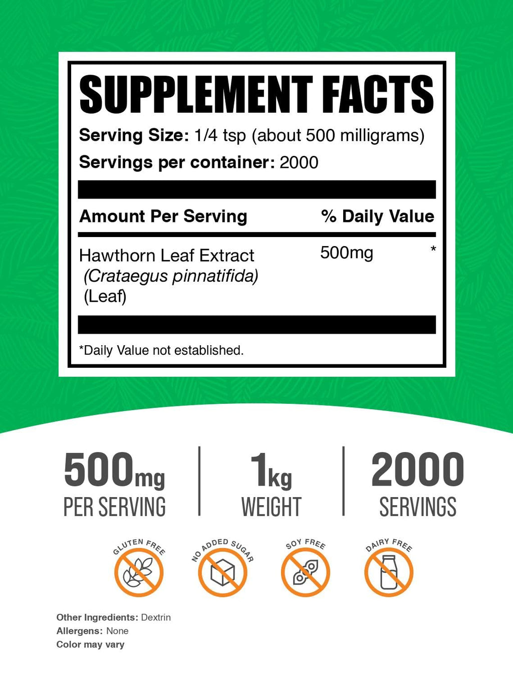 BulkSupplements.com Hawthorn Leaf Extract Powder, Herbal Supplement