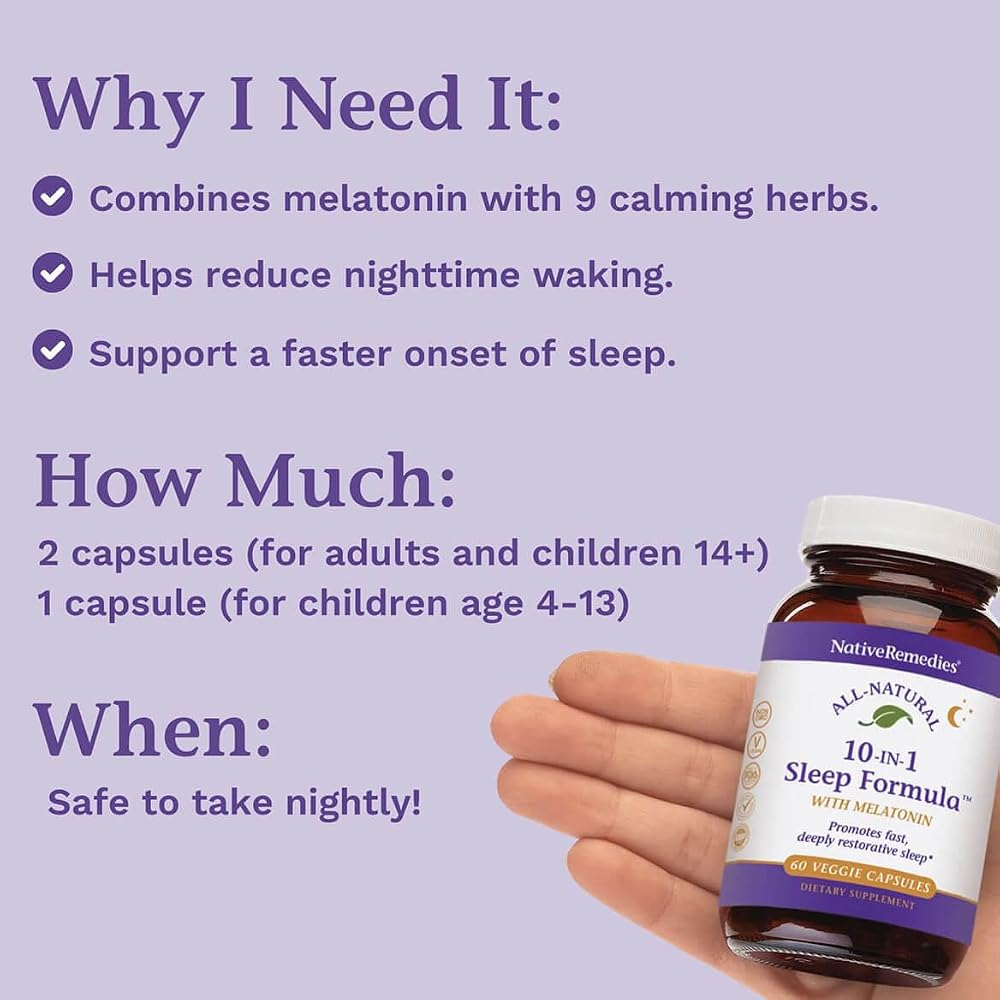 Native Remedies 10-in-1 Sleep Formula with Melatonin - 60 Capsules - image 6