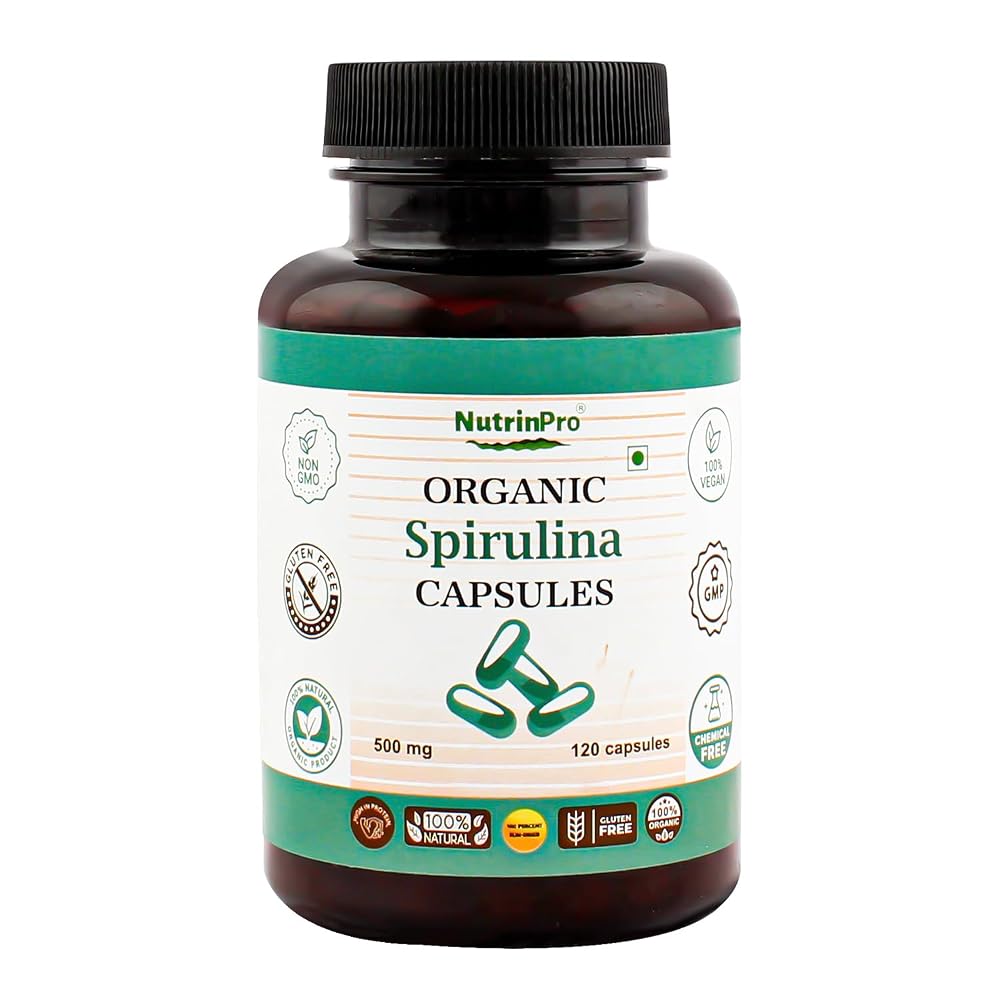 NUTRINPRO Organic Spirulina Capsules - 100% Pure Vegan