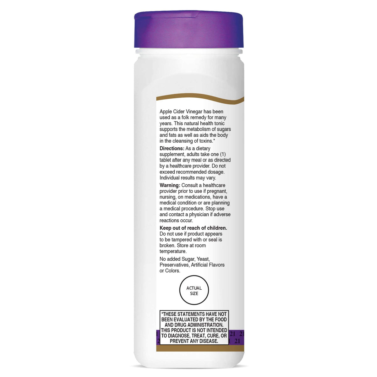21st Century Apple Cider Vinegar 300mg - 500 Tablets - image 3