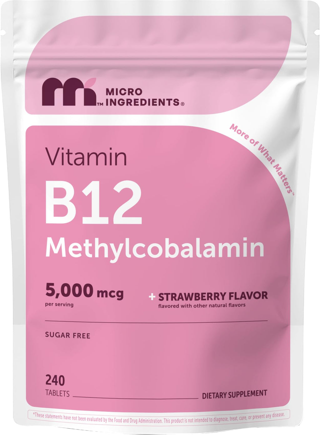 Micro Ingredients Vitamin B12 5000 mcg Methylcobalamin - 240 Tablets