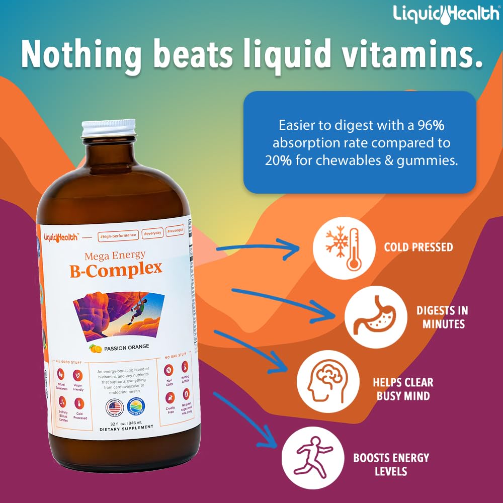 LIQUIDHEALTH 32 Oz B Complex Liquid Super Mega Energy Active B