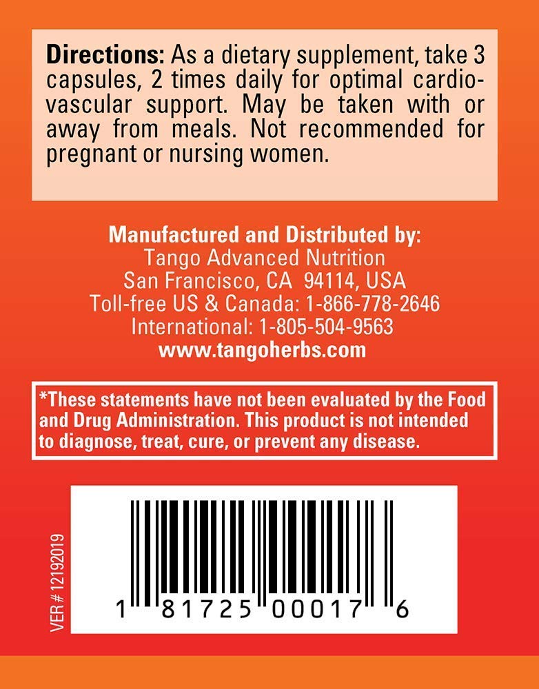 Tango CardioPhase Heart Support Supplement - 180 Vegetarian Capsules - image 4