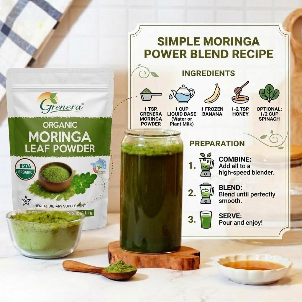 Grenera Organic Moringa Powder - 2.2 lbs (1 kg) - image 3