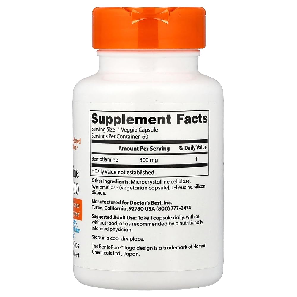 Doctor's Best Benfotiamine with BenfoPure 300 mg - 60 Vegetarian Capsules - image 2