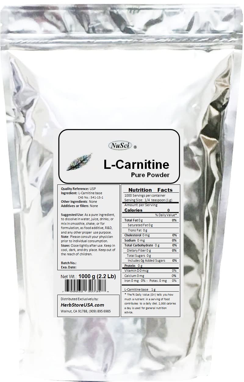 NuSci L-Carnitine Pure Powder Energy - 2270g - image 5