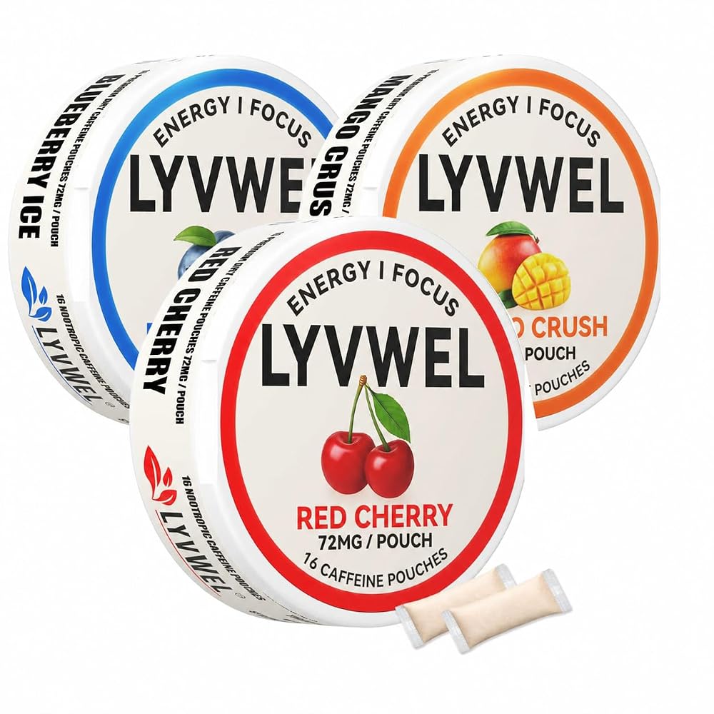 LyvWel 72mg Caffeine Energy Pouches