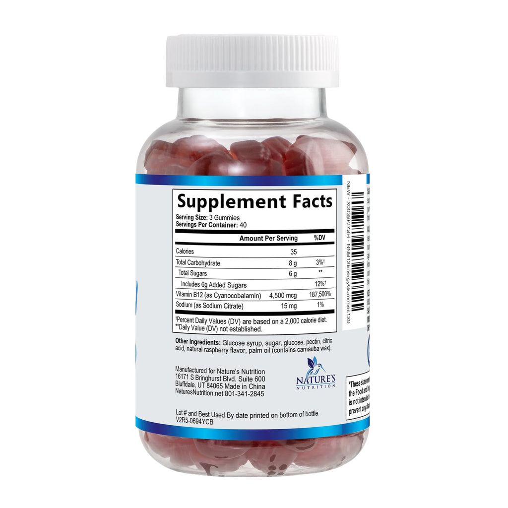 Nature's Nutrition Vitamin B12 Energy Gummies - 4500 mcg Extra
